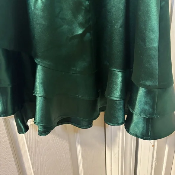 Speechless Y2K Hunter Green Coquette Satin Mini Babydoll Sleeveless Dress Z 13 - Picture 7 of 16